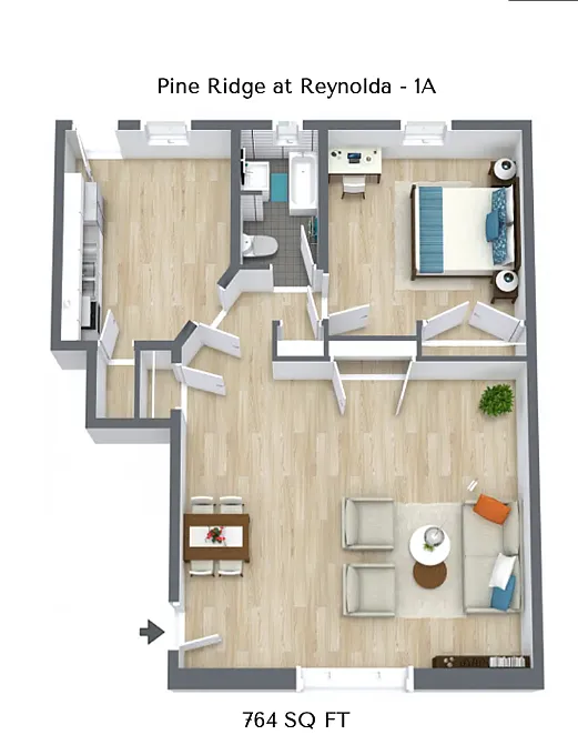 Floor plan 1 Bed 1 Bath