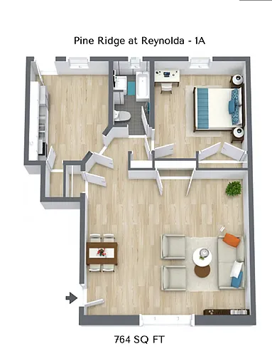 Floor plan 1 Bed 1 Bath