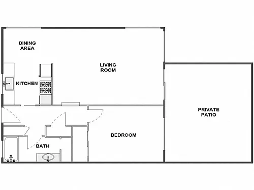Floor plan 1 Bed / 1 Bath: Type A