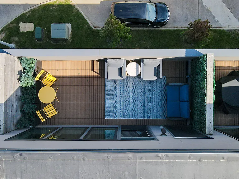 Birdseye view of top floor balcony