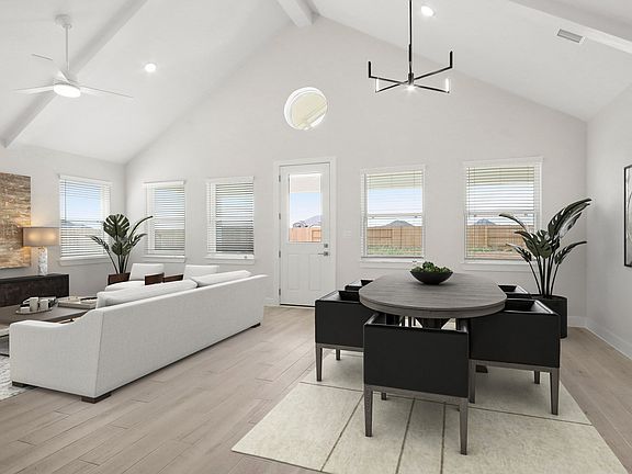 Great room with vaulted ceiling