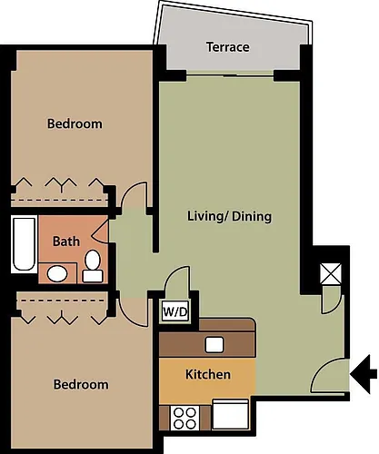 Floor plan 2BD-1BA