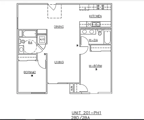 Floor plan Three-Bedroom Two-Bathroom - C