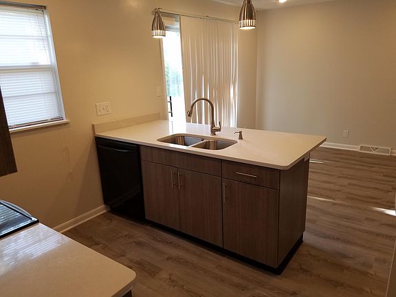 Kitchen looking into dining area