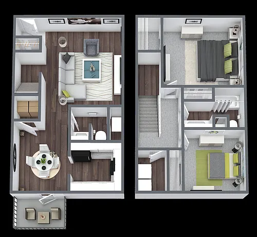 Floor plan 2 Bedroom 1.5 Bathroom Townhome/WC