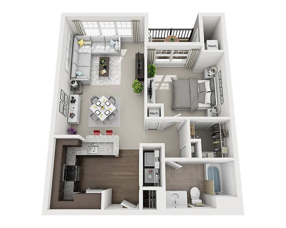 Floor plan One Bedroom A1A