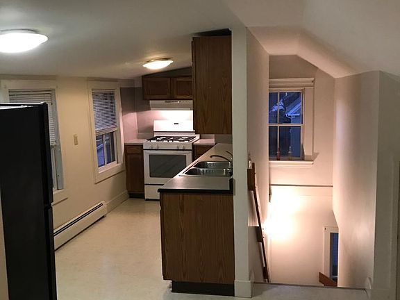 view of galley kitchen from living area
