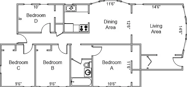 4 bed, 1.0 bath, 1000 sqft, $3,495 — Photo 4