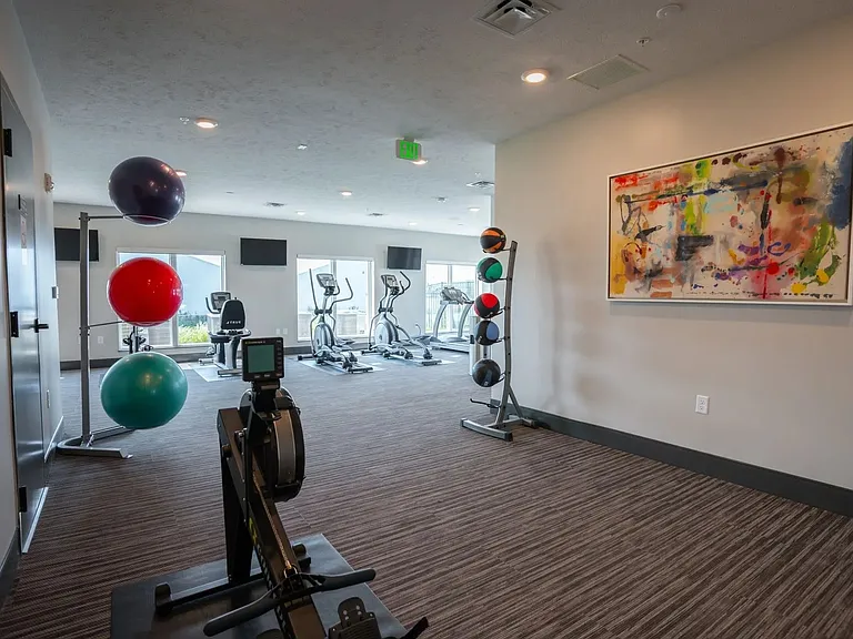 Gym with yoga balls at The Harbor.