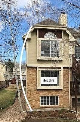 Entire end unit with three floors. Main floor contains living room, bathroom, and kitchen. Second floor contains two master bedrooms that each have their own bathrooms and two closets. Basement/Garden level has a front room/office, laundry room, bathroom,