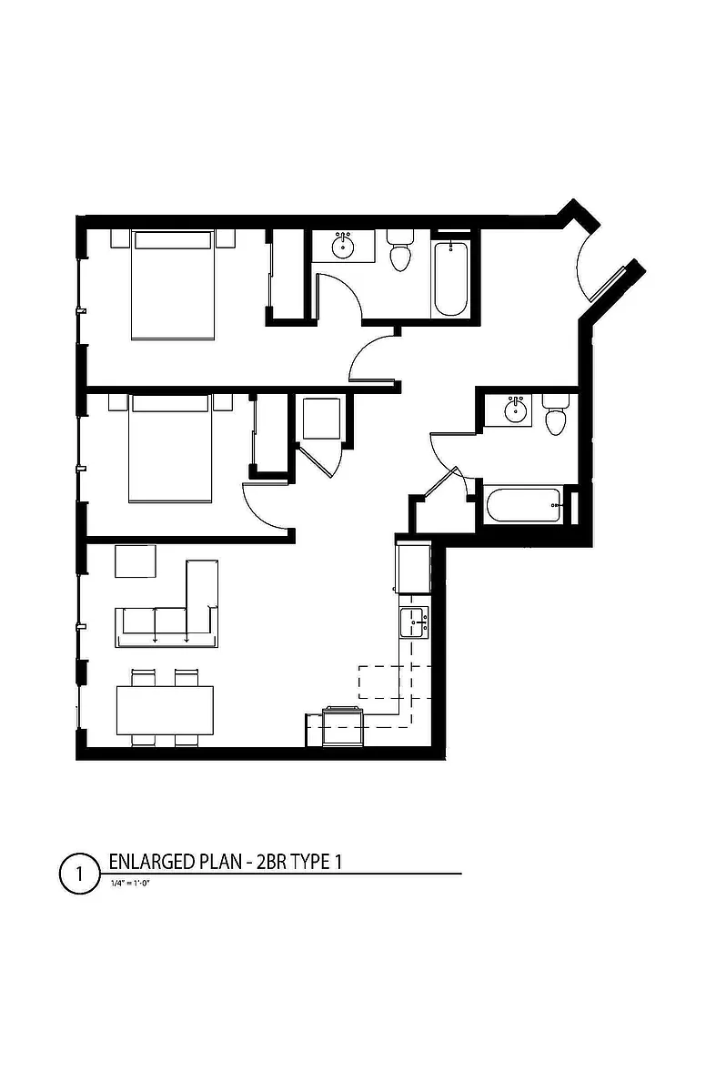 Floor plan Two Bedroom, Two Bath