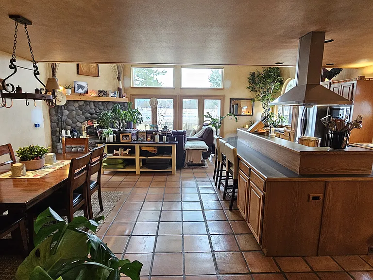 Shared kitchen, great room, dining room