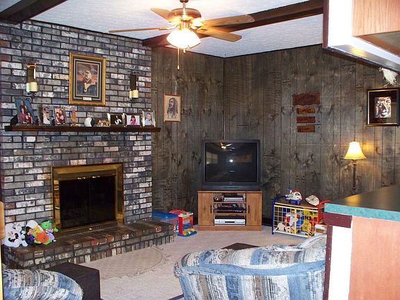 Family room with f/place