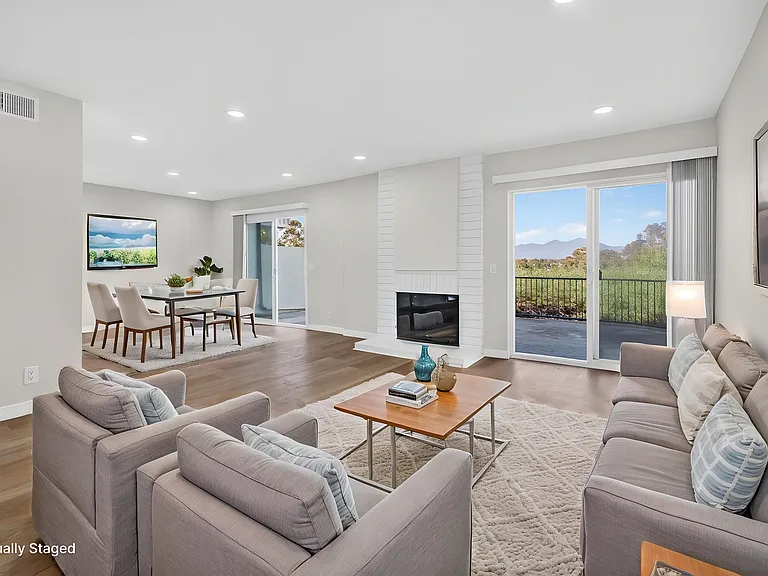 Living room with views, virtually staged