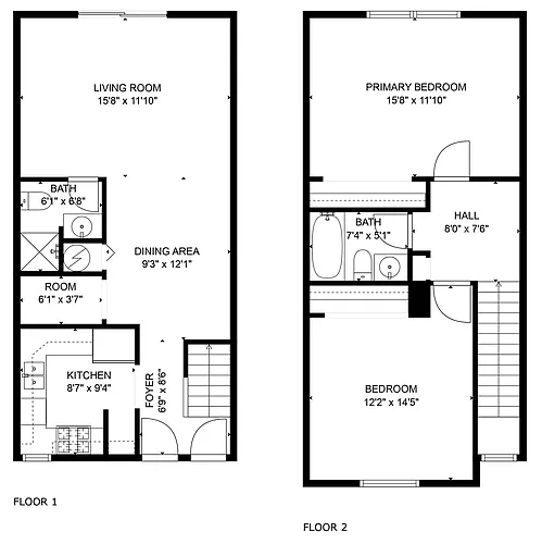 Floor plan Two Bedroom Two Bath Townhome