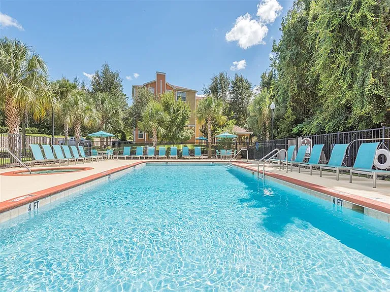 One of two sparkling swimming pools at Evergreens at Mahan