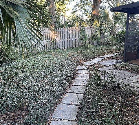 Path leading to back of condo.