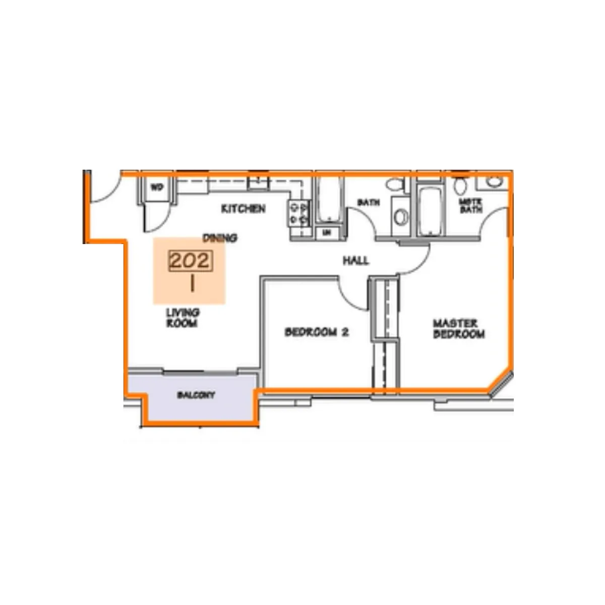 Floor plan I - 2 Bed 2 Bath