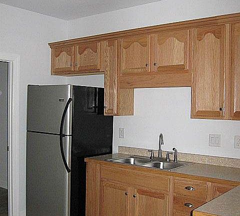 Attractive kitchen with stainless steel appliances has good amount of cabinet and counter space PLUS a large pantry closet. Refrigerator stays!