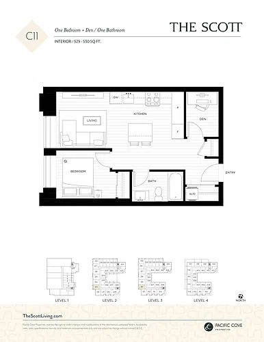 Floor plan 1 Bedroom + Den 1 Bed 1 Bath