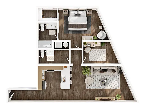 Floor plan 1 BD, 1.5 BTH A6