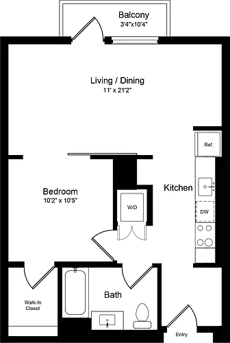 Floor plan 1 Bedroom BB