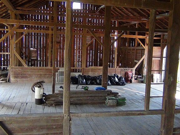 Inside upper level of barn