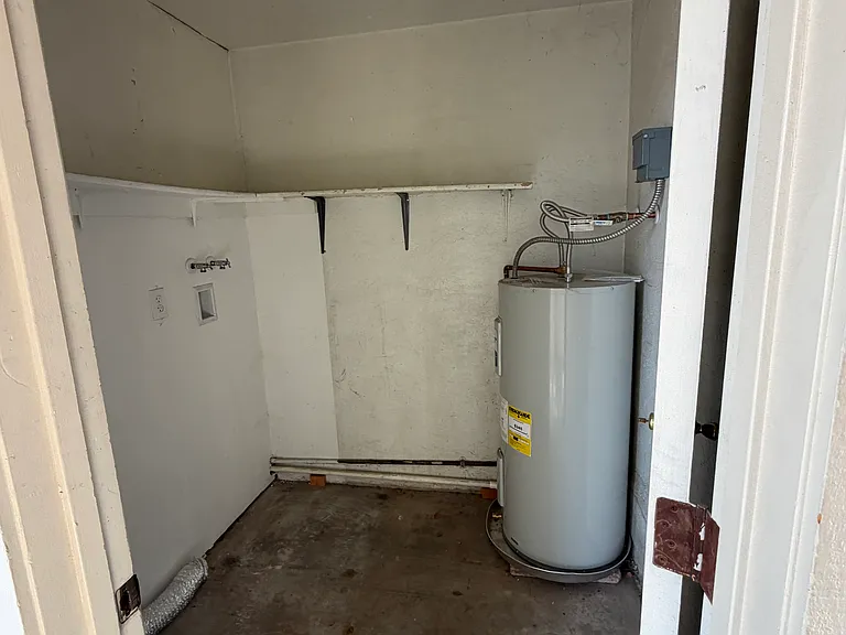 Storage, washer and dryer hookups and water heater