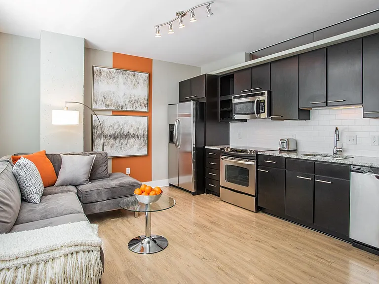 kitchen and living area