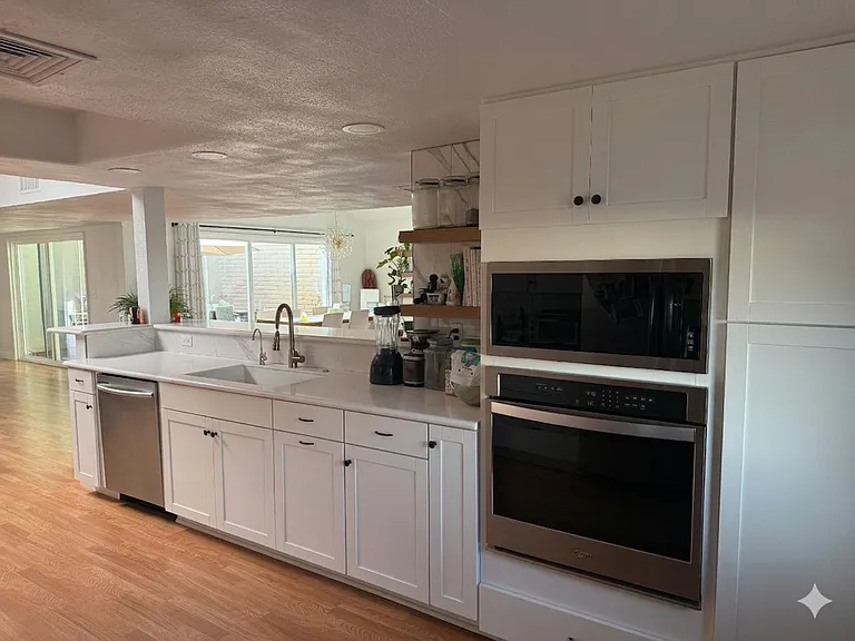 Kitchen, microwave, oven, dishwasher