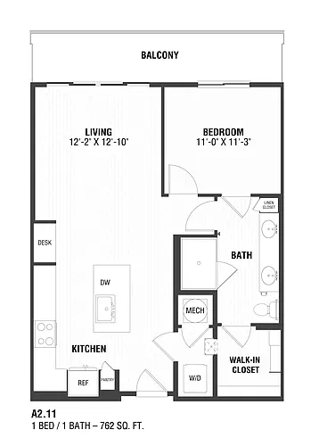 Floor plan 1 Bed/1 Bath