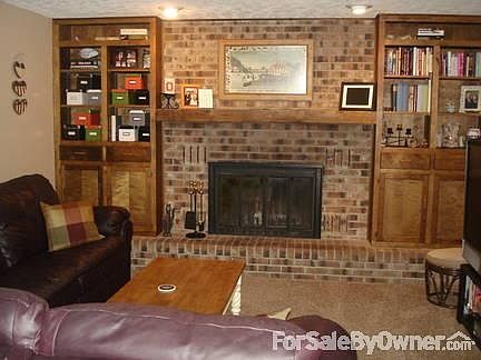 Family Room with woodburning fireplace