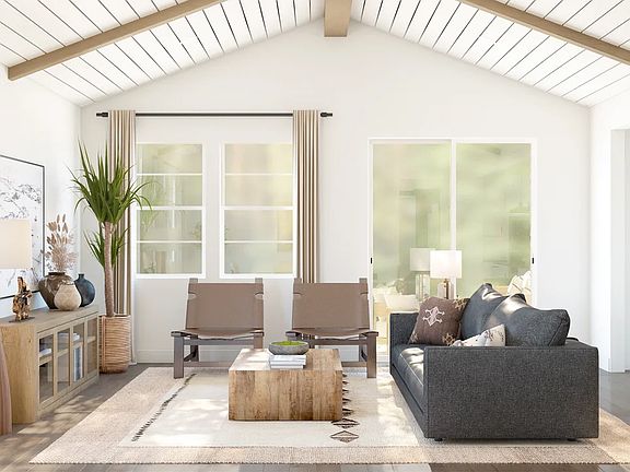 Great room with vaulted ceiling