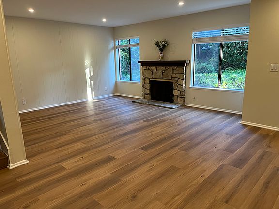 Living room with the fireplace. New flooring.
