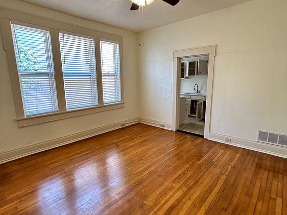 View from front door of living room and kitchen