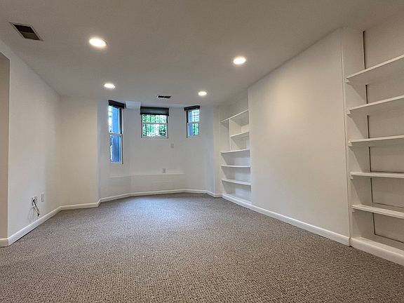 Living room with built-in shelving