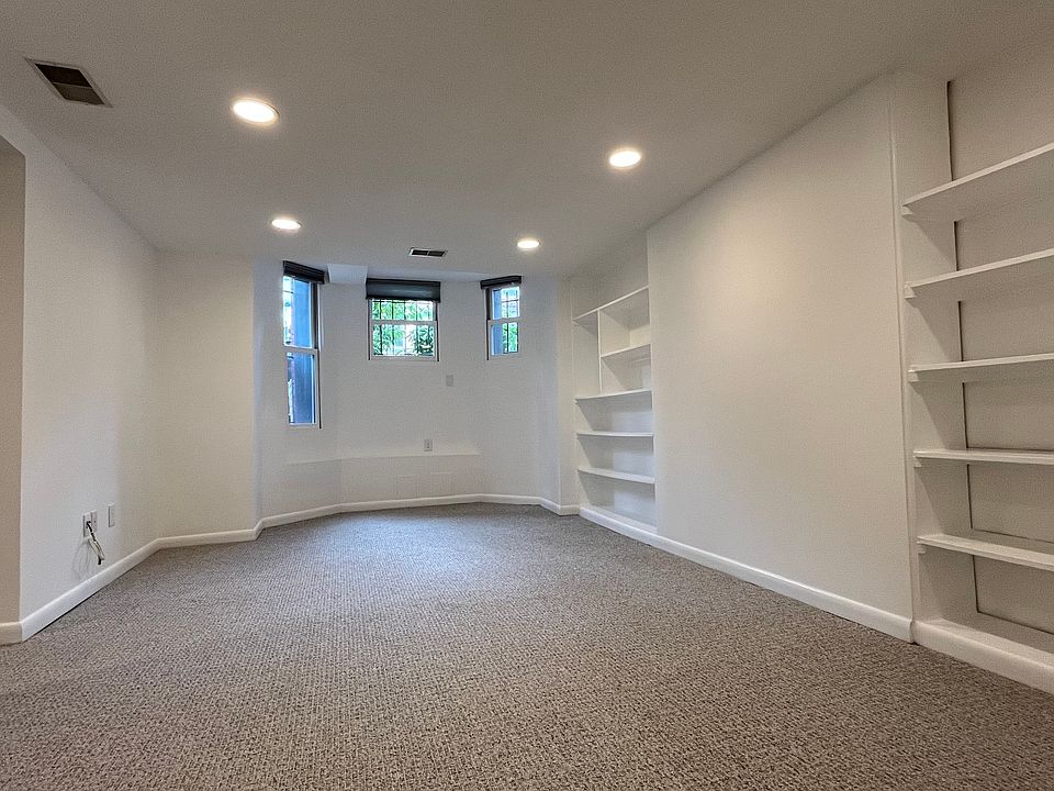 Living room with built-in shelving