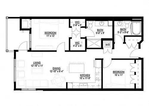Floor plan Two Bedroom E