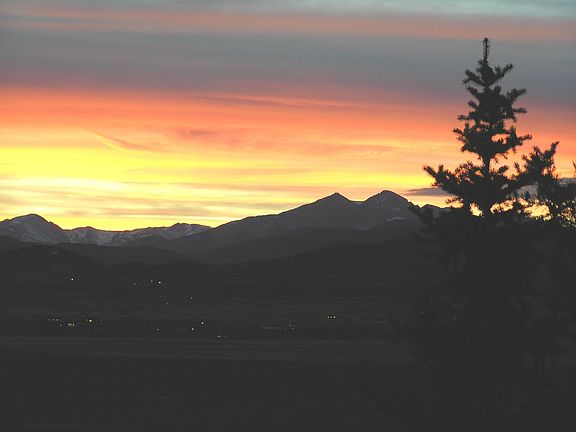 Long's Peak View at Dusk from deck