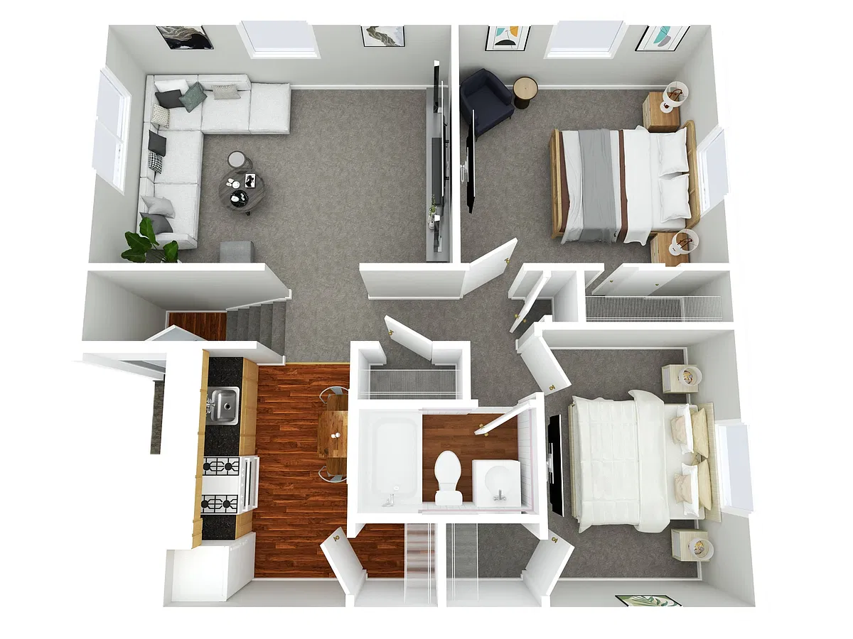 Floor plan 2 BR, 1 BTH