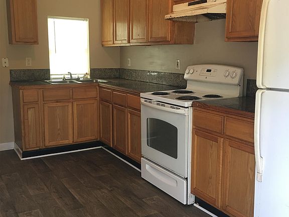 View of kitchen from back door