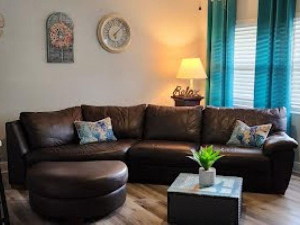 Living room with leather sectional