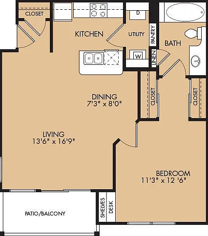A1 -1x1 floor plan Grapevine 2499