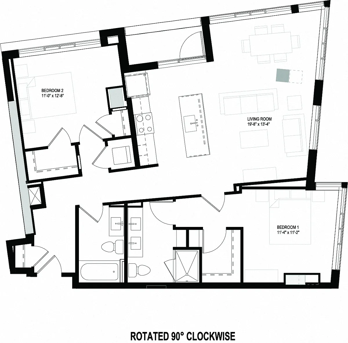 Floor plan Two Bedrooms/Two Bathrooms (C11)