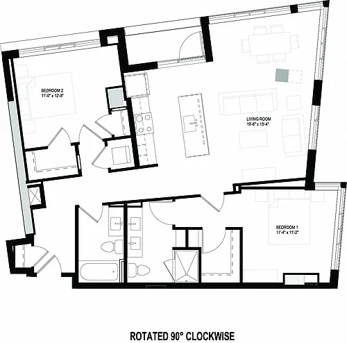 Floor plan Two Bedrooms/Two Bathrooms (C11)