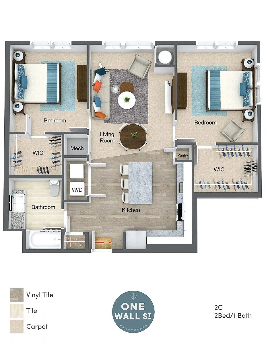 Floor plan Two Bed One Bath