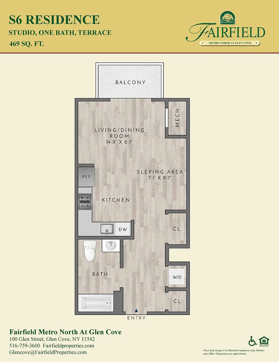 Floor plan S6 North NR Studio/Balcony