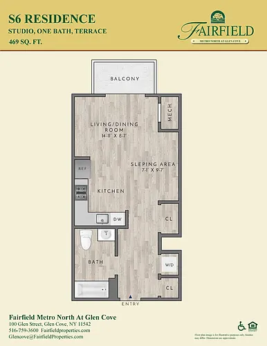 Floor plan S6 North NR Studio/Balcony