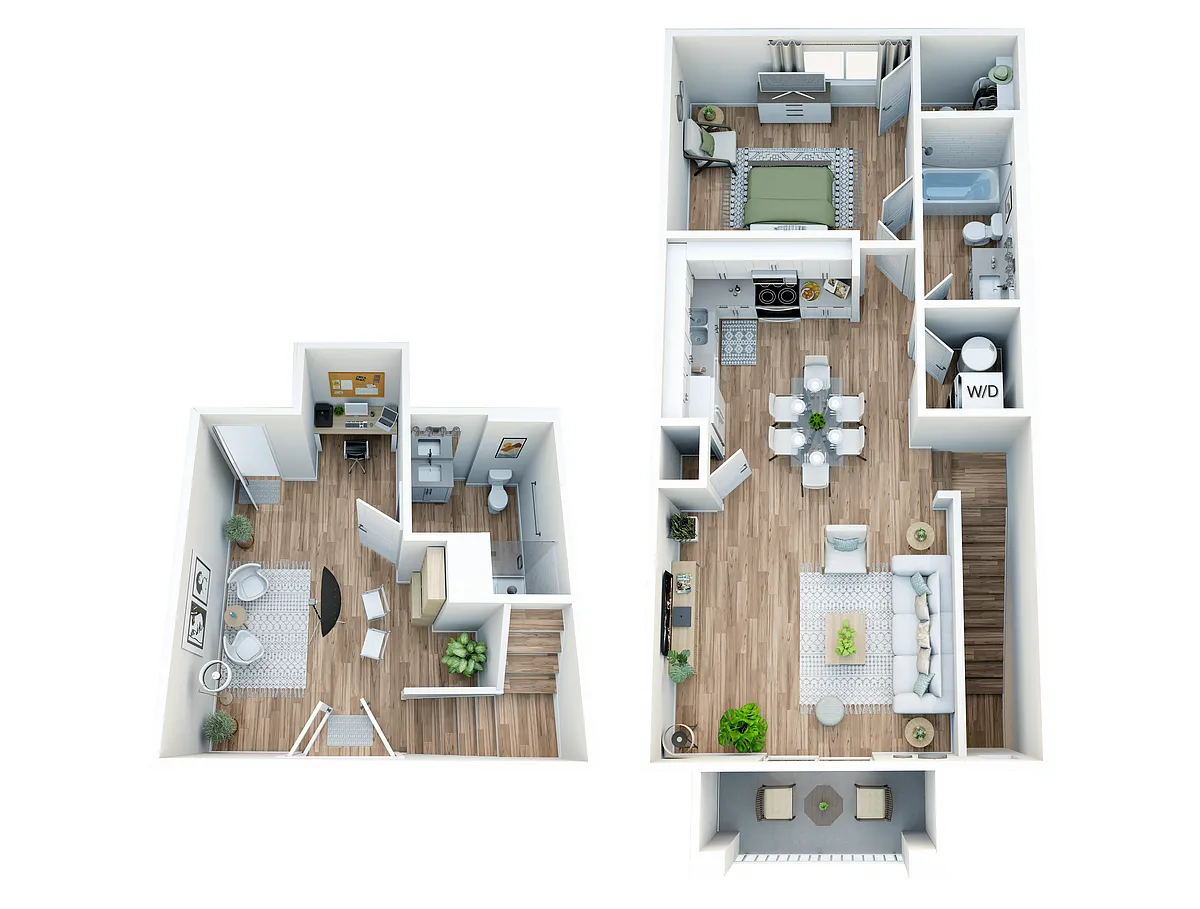 Floor plan JB 1 Bedroom 2 Bathroom Townhouse