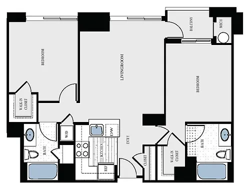 Floor plan 2 Bed/2 Bath - bcj4